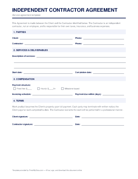 Independent Contractor Agreement preview thumbnail