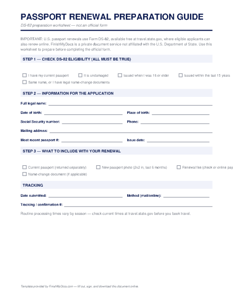 Passport Renewal (DS-82) Preparation Guide preview thumbnail