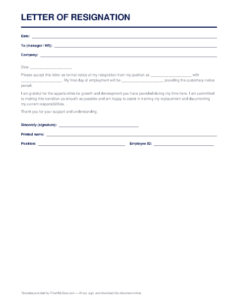 Resignation Letter Template preview thumbnail